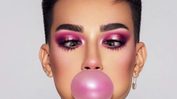 James Charles with bubble gum